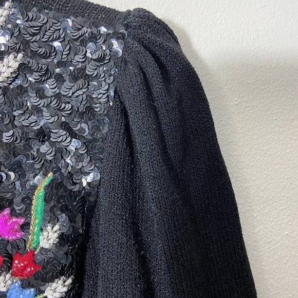 Vintage Pat Sandler for Wellmore beaded sequin long sleeve Sweater Dress - Picture 3 of 11